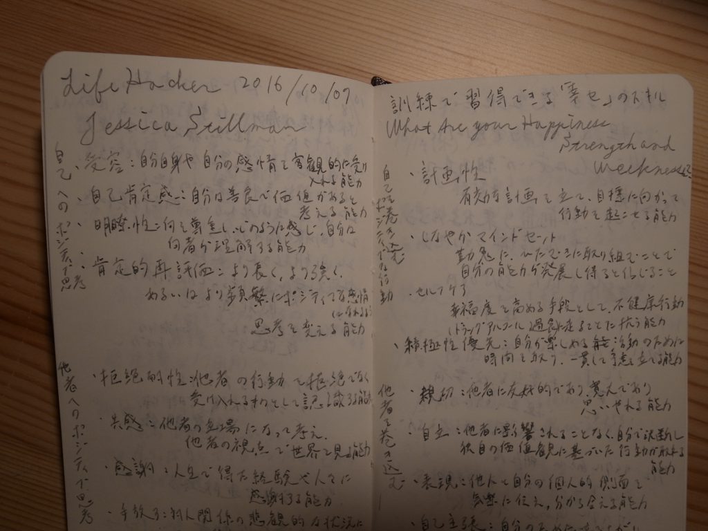 モレスキン使用例 箇条書きのページ